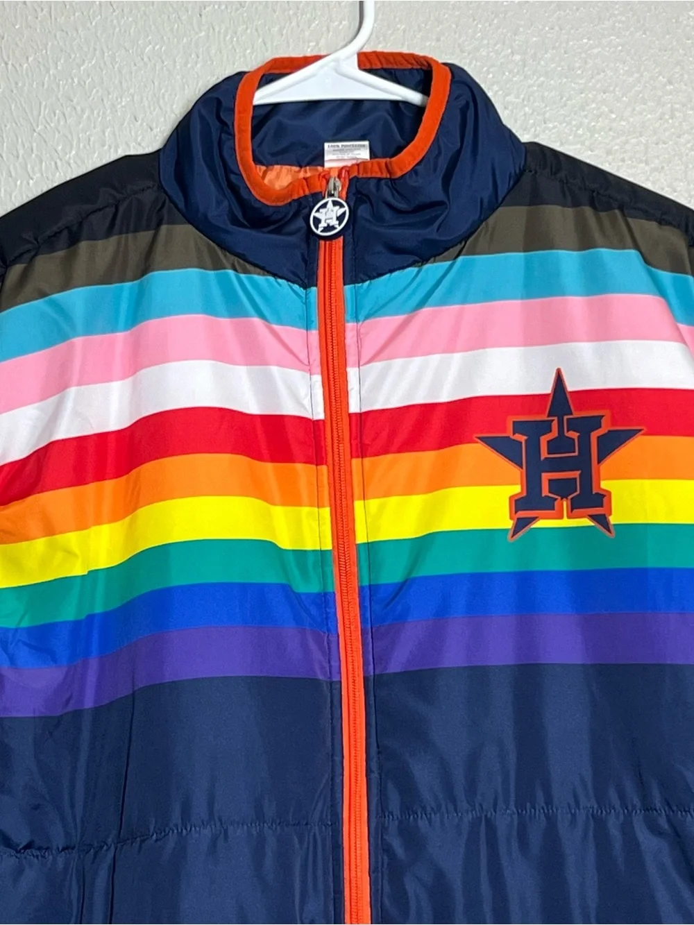 Houston Astros Puffer Vest Pride Night Giveaway Adult Size XXL Rainbow Full Zip